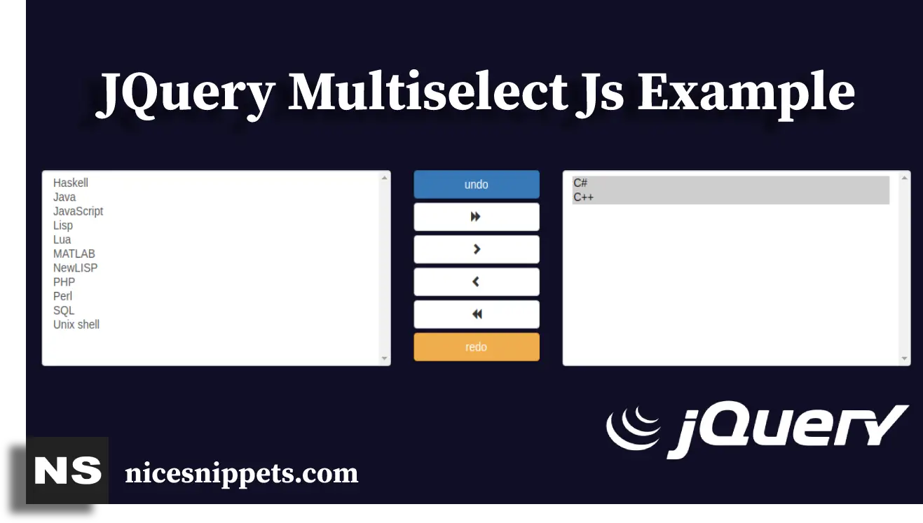 JQuery Multiselect Js Example Tutorial